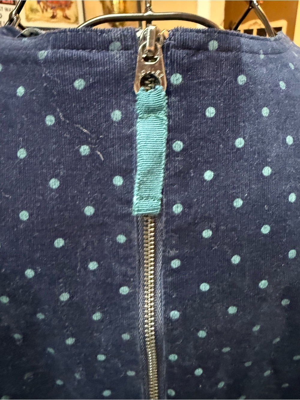 Joules Navy Polka Dot Long Sleeve Corduroy Dress size 4 Classic - Picture 8 of 12